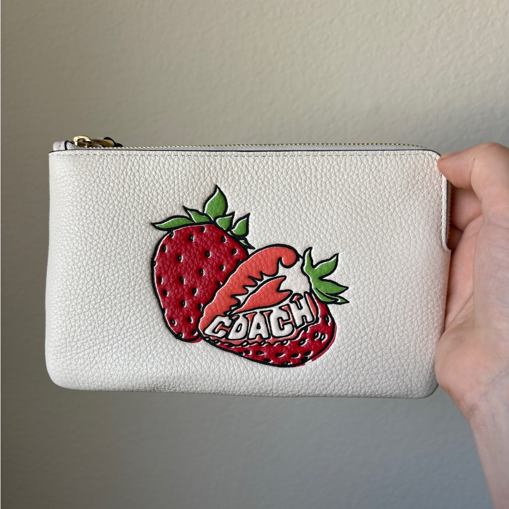 Coach large corner zip wristlet strawberry graphic, NWT - Picture 2 of 7